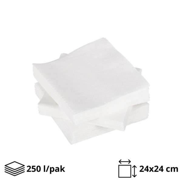Papirne salvete 2 sl 24×24 cm 250 l/pak bele TaMbien