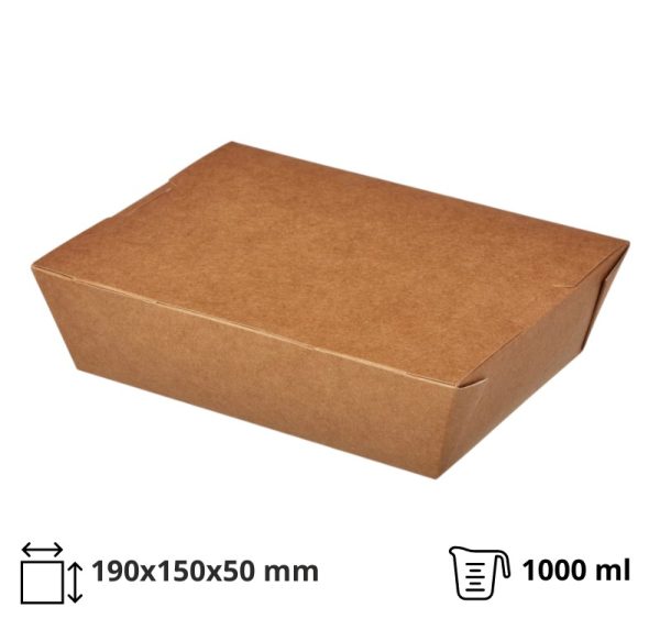 Kartonska kutija za ručak Lunch2Go 1000 ml 190x150x50 mm kraft [80 kom/pak]
