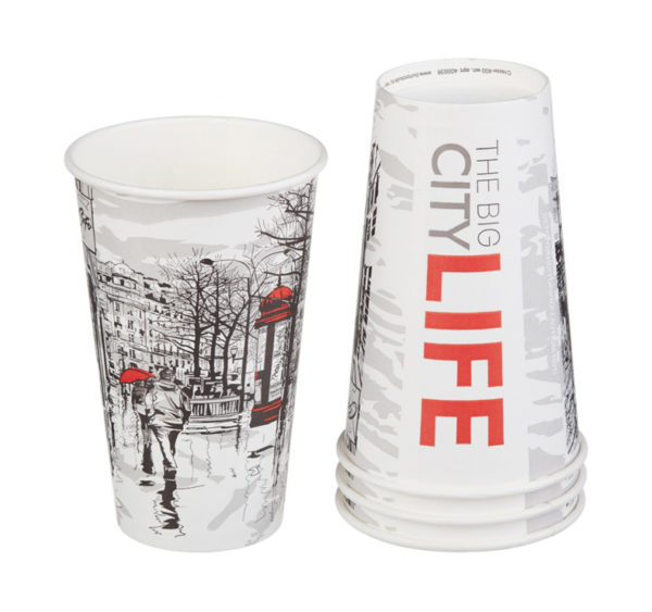 Papirna čaša 1-sl 400 ml d=90 mm 1-slojni Big City Life (50 kom/pak)