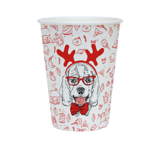 Papirna čaša 1-sl 300 ml d=90 mm Happy New Year Dog (40 kom/pak)