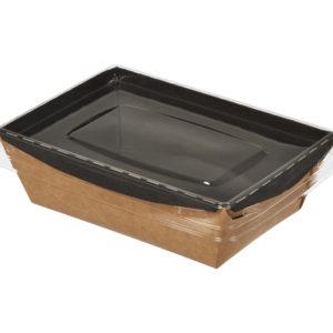 Kartonska kutija sa providnim poklopcem Crystal Box 400 ml 145x95x45 mm, crna/kraft ( kom/pak) [450 kom/pak]