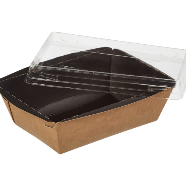 Kartonska kutija sa providnim poklopcem Crystal Box 400 ml 145x95x45 mm, crna/kraft ( kom/pak) [450 kom/pak]