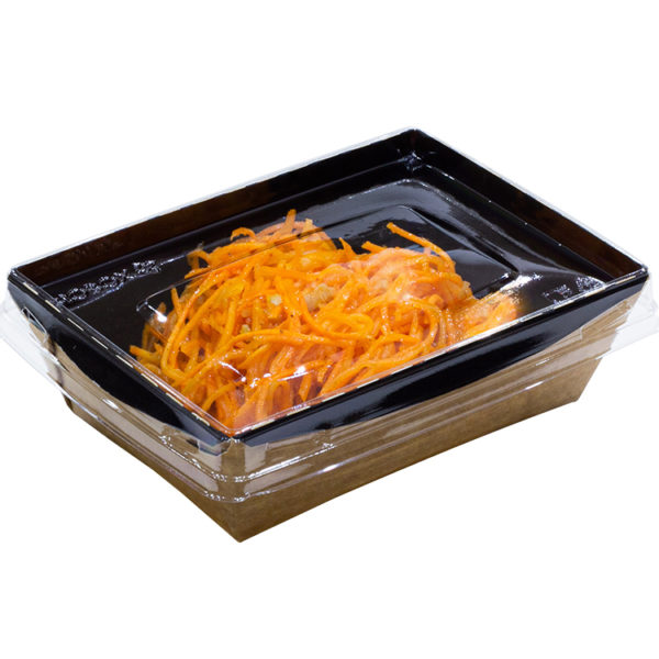 Kartonska kutija sa providnim poklopcem Crystal Box 400 ml 145x95x45 mm, crna/kraft ( kom/pak) [450 kom/pak]