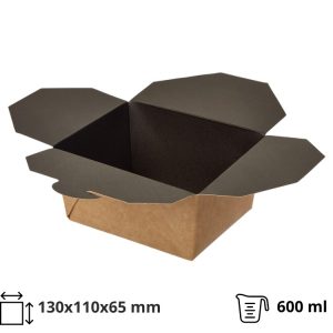 Kartonska kutija Fold Box 600 ml 130x110x65 mm karft/crna [50 kom/pak]