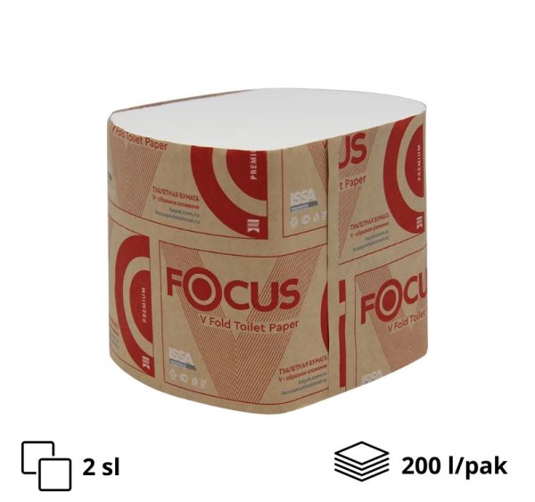 Toalet papir 2 sl u listićima beli Focus 200 l/pak [30 kom/pak]