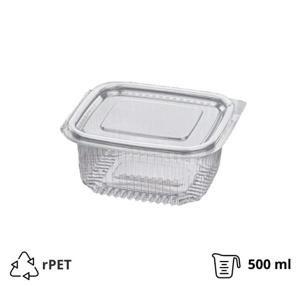 Posuda sa poklopcem rPET 500 ml, 125x124x57 mm providna [1000 kom/pak]