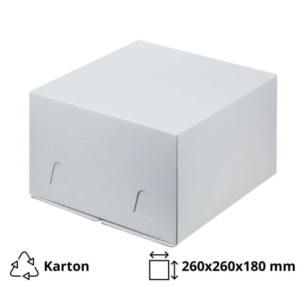 Kutija za tortu bez prozora 260x260x180 mm valoviti karton bela [3 kom/pak]