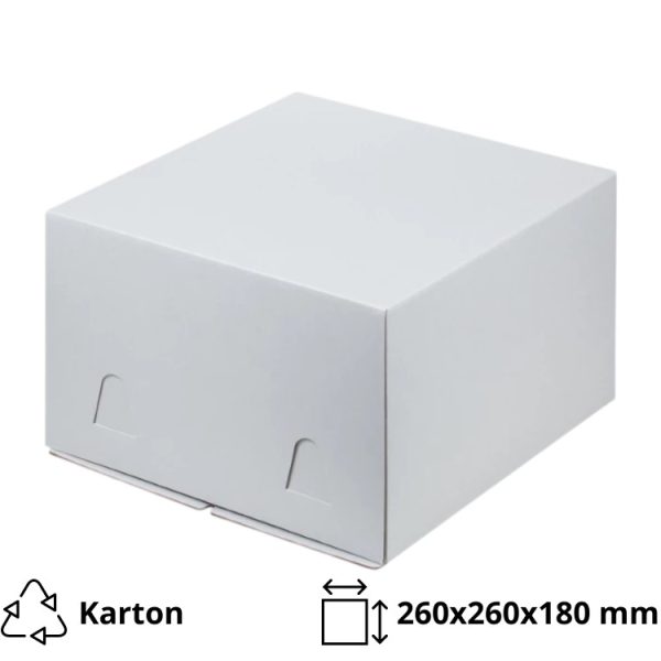 Kutija za tortu bez prozora 260x260x180 mm valoviti karton bela [3 kom/pak]