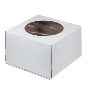 Kutija za tortu sa prozorom 260×280 mm valovitog kartona, bijela