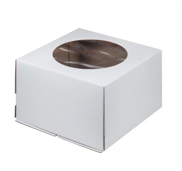 Kutija za tortu sa prozorom  260х260х280 mm valovitog kartona bela (50 kom/pak)