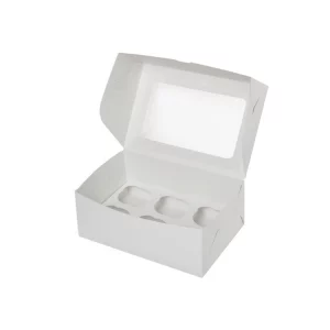 Cupcake kutija za 6 kolača (sa prozorom) 250x170x100 mm bela (100 kom/pak)