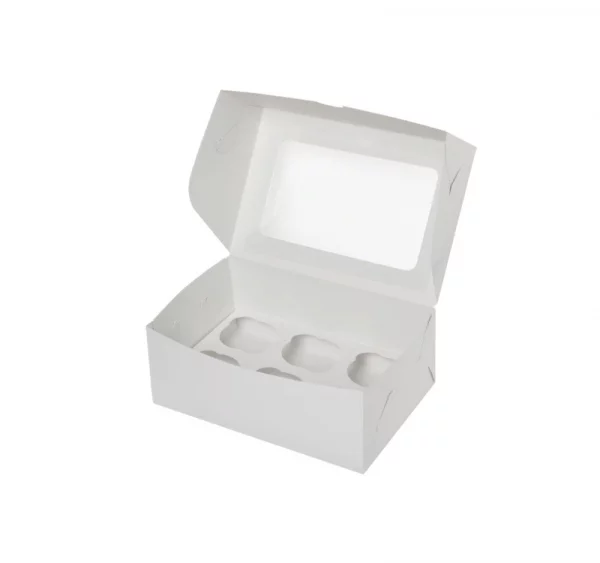 Cupcake kutija za 6 kolača (sa prozorom) 250x170x100 mm bela (50 kom/pak)