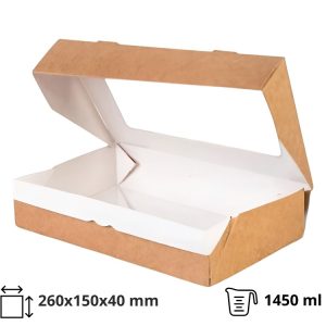 Kartonska kutija sa prozorom ECO TABOX 1450 ml 260x150x40 mm kraft [50 kom/pak]