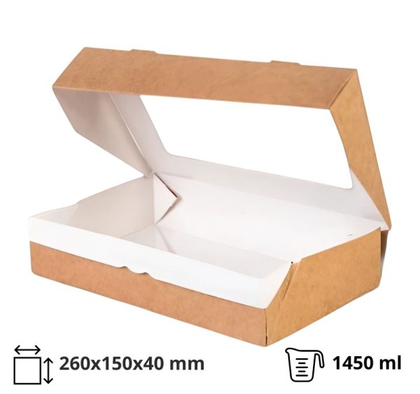 Kartonska kutija sa prozorom ECO TABOX 1450 ml 260x150x40 mm kraft [50 kom/pak]