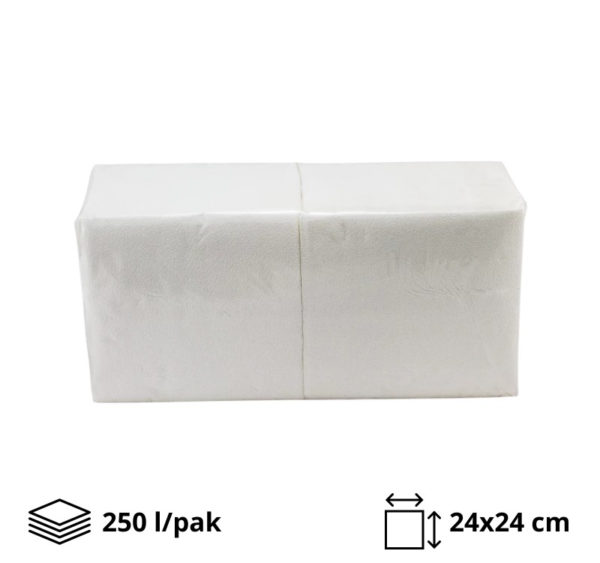 Papirne salvete 2 sl 24×24 250 l/pak Wiloo bele