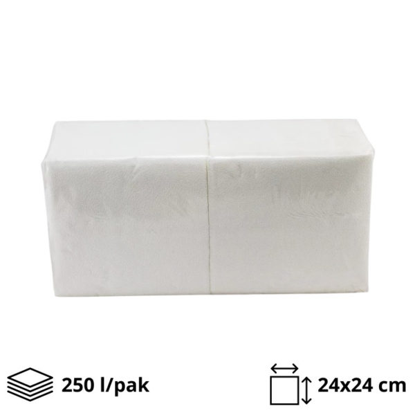 Papirne salvete 2 sl 24×24 250 l/pak Wiloo bele