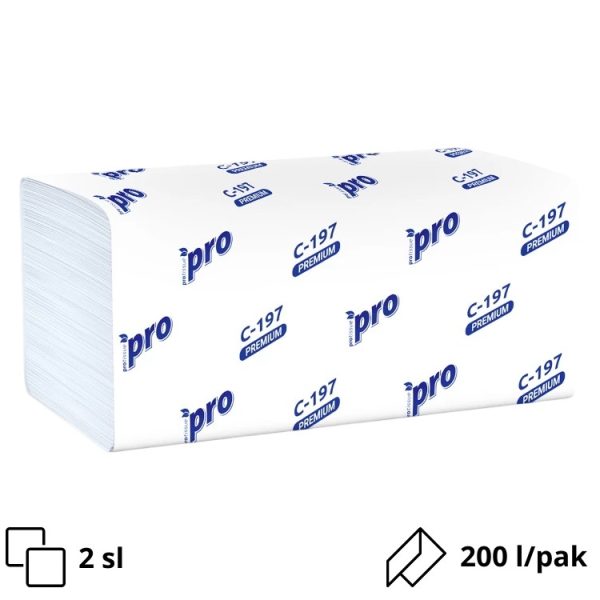 Papirni ubrusi ProTissue Premium V fold 2 sloj (200 listova/pak) beli [20 kom/pak]