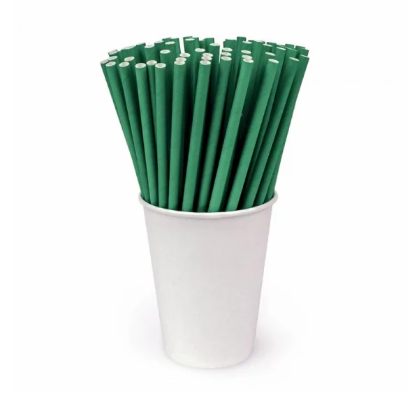Slamčice papirne Tambien ECO zeleni l=230 mm d=8 mm posebno pakovane 50 kom/pak