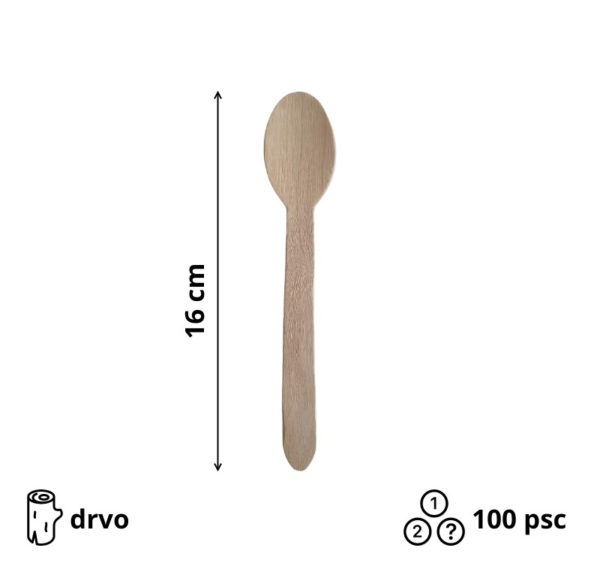 Kašika drvena 160  mm [100 kom/pak]