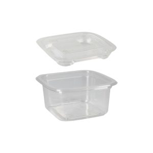 Posuda PET 200 ml 93x93x48 mm, providna sa poklopcem, 500 kom (komplet)