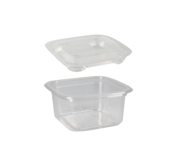 Posuda PET 200 ml 93x93x48 mm, providna sa poklopcem, 500 kom (komplet)