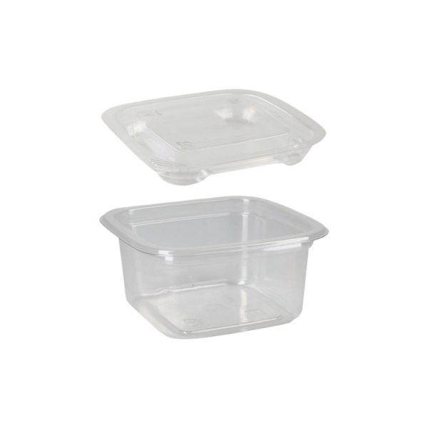 Posuda PET 200 ml 93x93x48 mm, providna sa poklopcem, 500 kom (komplet)