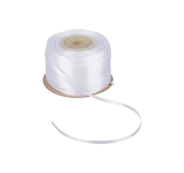 Satenska vrpca 3mm x 100 m bela