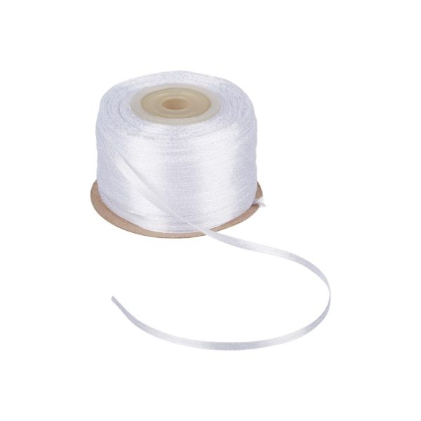 Satenska vrpca 3mm x 100 m bela