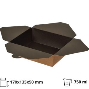 Papirna kutija Fold Box 950ml, 170x135x50mm, crna [145 kom/pak]