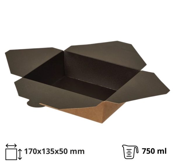 Papirna kutija Fold Box 950ml, 170x135x50mm, crna [145 kom/pak]