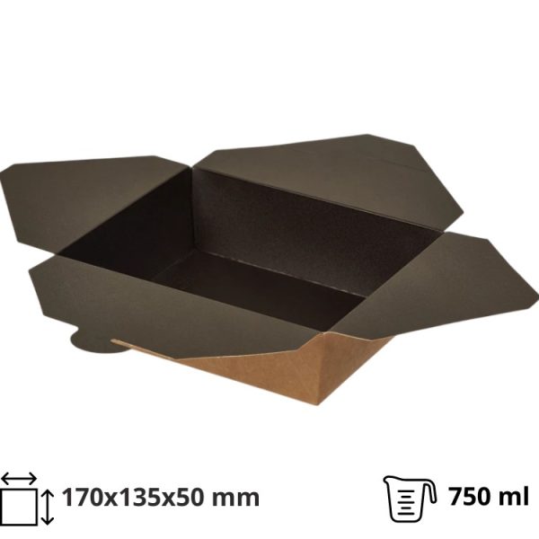 Papirna kutija Fold Box 950ml, 170x135x50mm, crna [145 kom/pak]