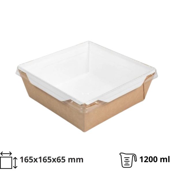 Kartonska kutija sa providnim poklopcem Crystal Box 1200 ml 165x165x65 mm kraft [50 kom/pak]