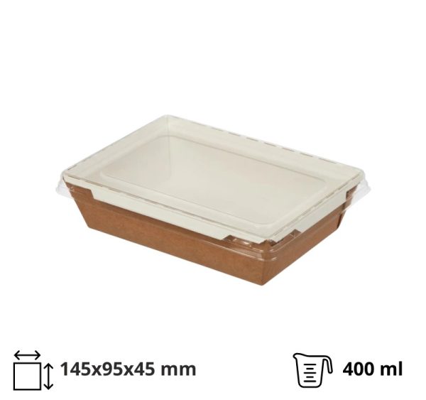 Kartonska kutija sa providnim poklopcem Crystal Box 400 ml 145x95x45 mm kraft (450 kom/pak) [450 kom/pak]