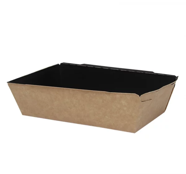Kartonska kutija sa poklopcem Crystal Box 800 ml 220x140x45 mm crni/kraft (50 kom/pak)
