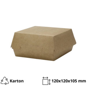 Kartonska kutija za hamburger 120x120x105 mm kraft SaaMi [80 kom/pak]