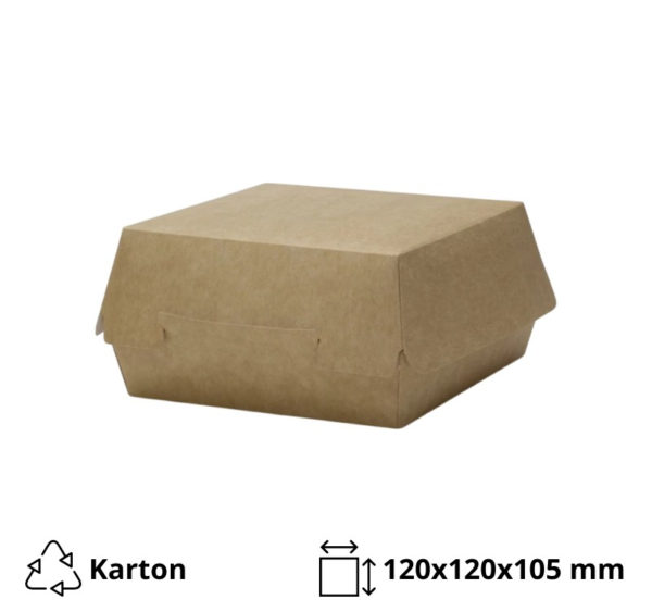 Kartonska kutija za hamburger 120x120x105 mm kraft SaaMi [80 kom/pak]