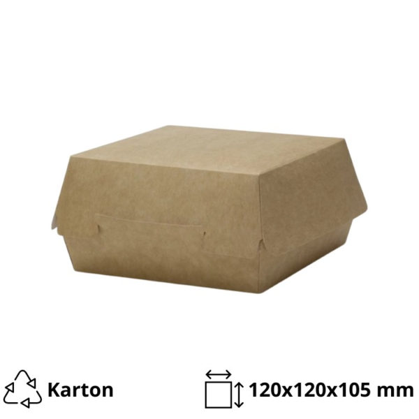 Kartonska kutija za hamburger 120x120x105 mm kraft SaaMi [80 kom/pak]
