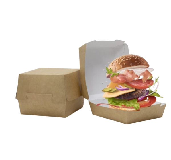 Kartonska kutija za hamburger 120x120x105 mm kraft SaaMi [80 kom/pak]