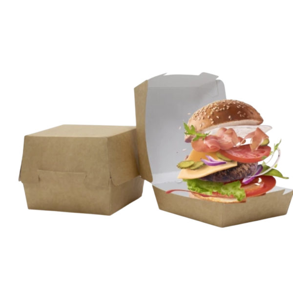 Kartonska kutija za hamburger 120x120x105 mm kraft SaaMi [80 kom/pak]