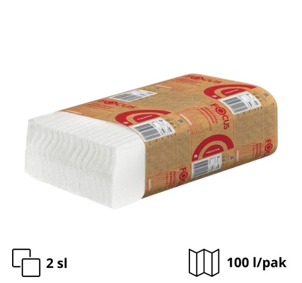 Papirni ubrusi 2-sl Z presavijeni 100 L/pak Focus Economic Premium white (5076395) beli [35 kom/pak]