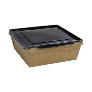 Kartonska kutija sa poklopcem Crystal Box 1200 ml 165x165x65 mm crni/kraft [50 kom/pak]