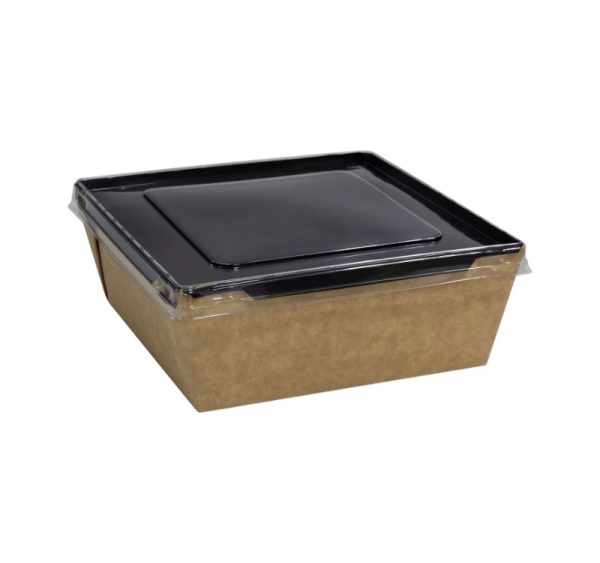 Kartonska kutija sa poklopcem Crystal Box 1200 ml 165x165x65 mm crni/kraft [50 kom/pak]