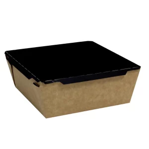 Kartonska kutija sa poklopcem Crystal Box 1200 ml 165x165x65 mm crni/kraft (200 kom/pak)