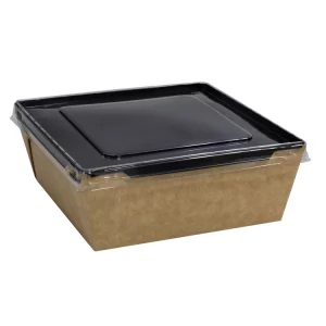 Kartonska kutija sa poklopcem Crystal Box 1200 ml 165x165x65 mm crni/kraft (50 kom/pak)