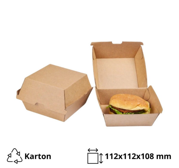 Kutija za hamburger 112x112x108mm, kraft [50 kom/pak]