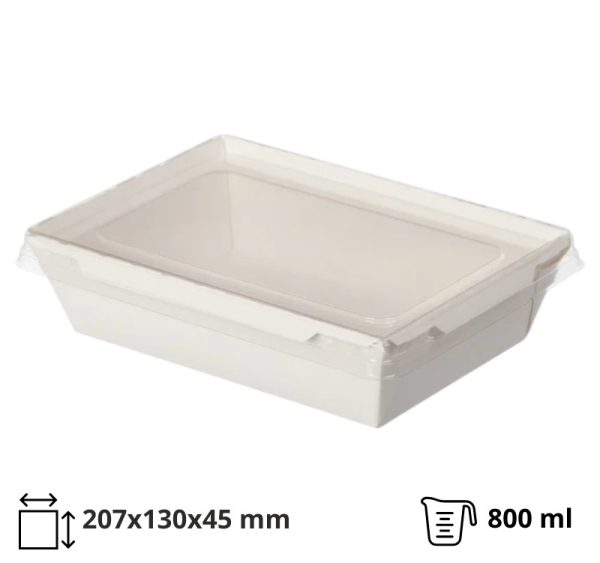 Kartonska kutija sa poklopcem Crystal Box 800 ml 207x130x45 mm bela [50 kom/pak]