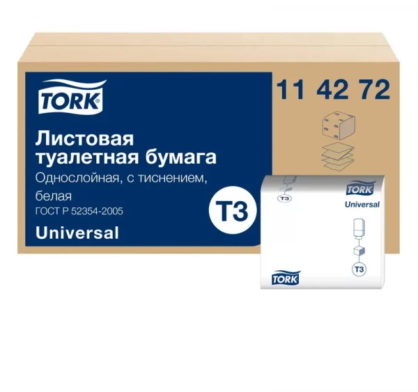 Toalet papir 1-sl 250 L/pak TORK T3 Universal white (114272)