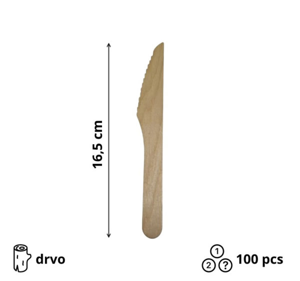Nož drveni 165 mm [100 kom/pak]