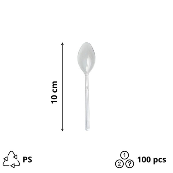 Mini kašika plastična 10 cm, prozirna [100 kom/pak]