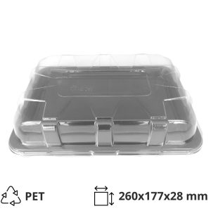 PET poslužavnik 260x177x28mm sa poklopcem (crno dno+providni poklopac) [5 kom/pak]